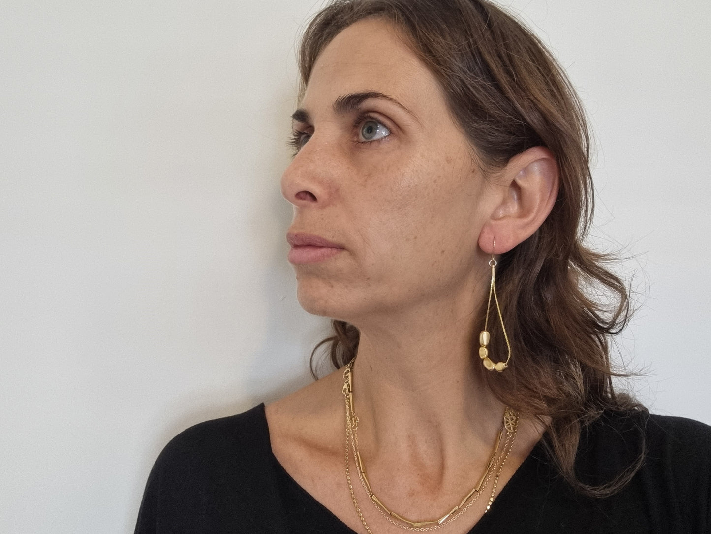 עגילי חרוזים תלויים אליפסה