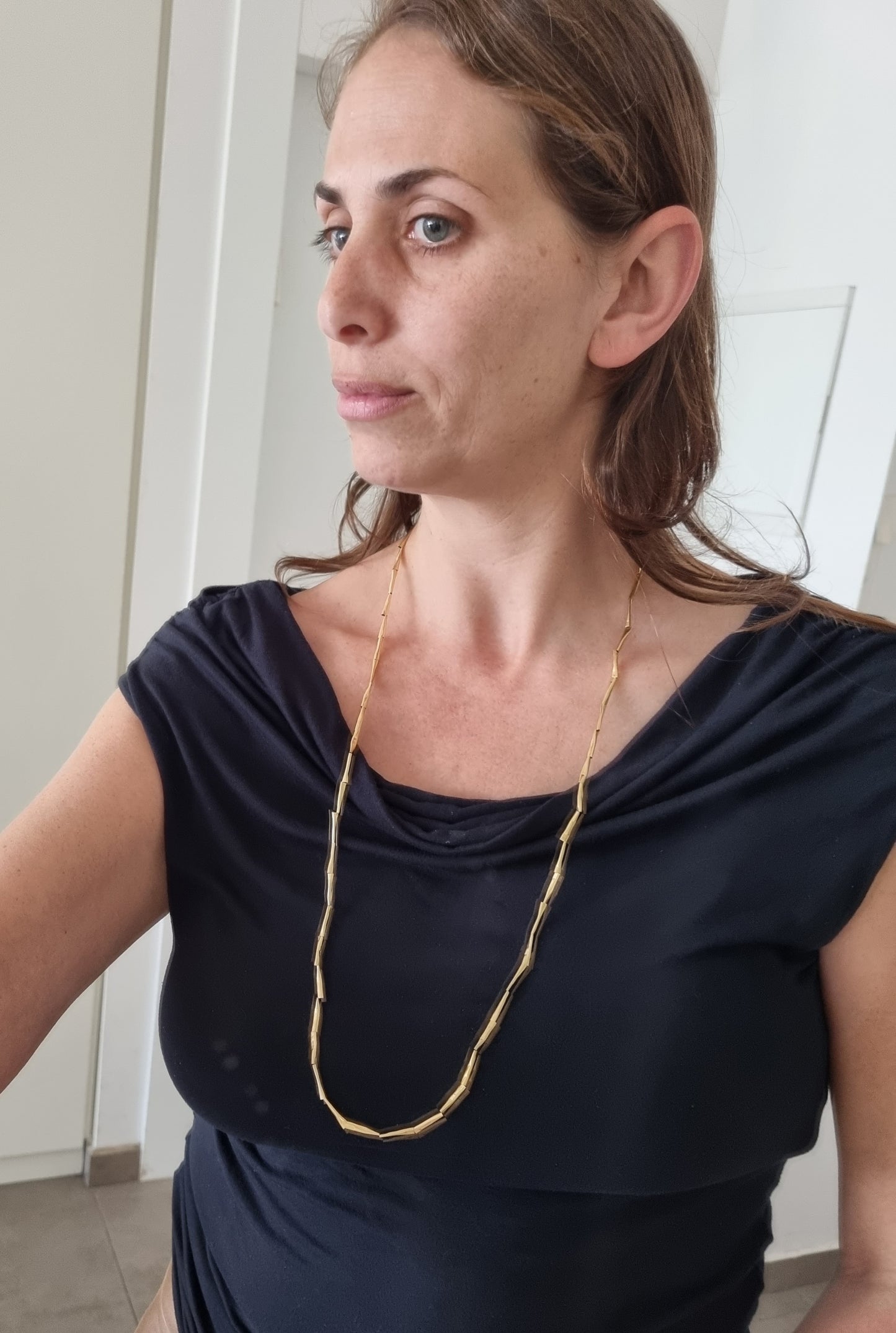 שרשרת צינורות זהב קטנים | שרשרת ארוכה