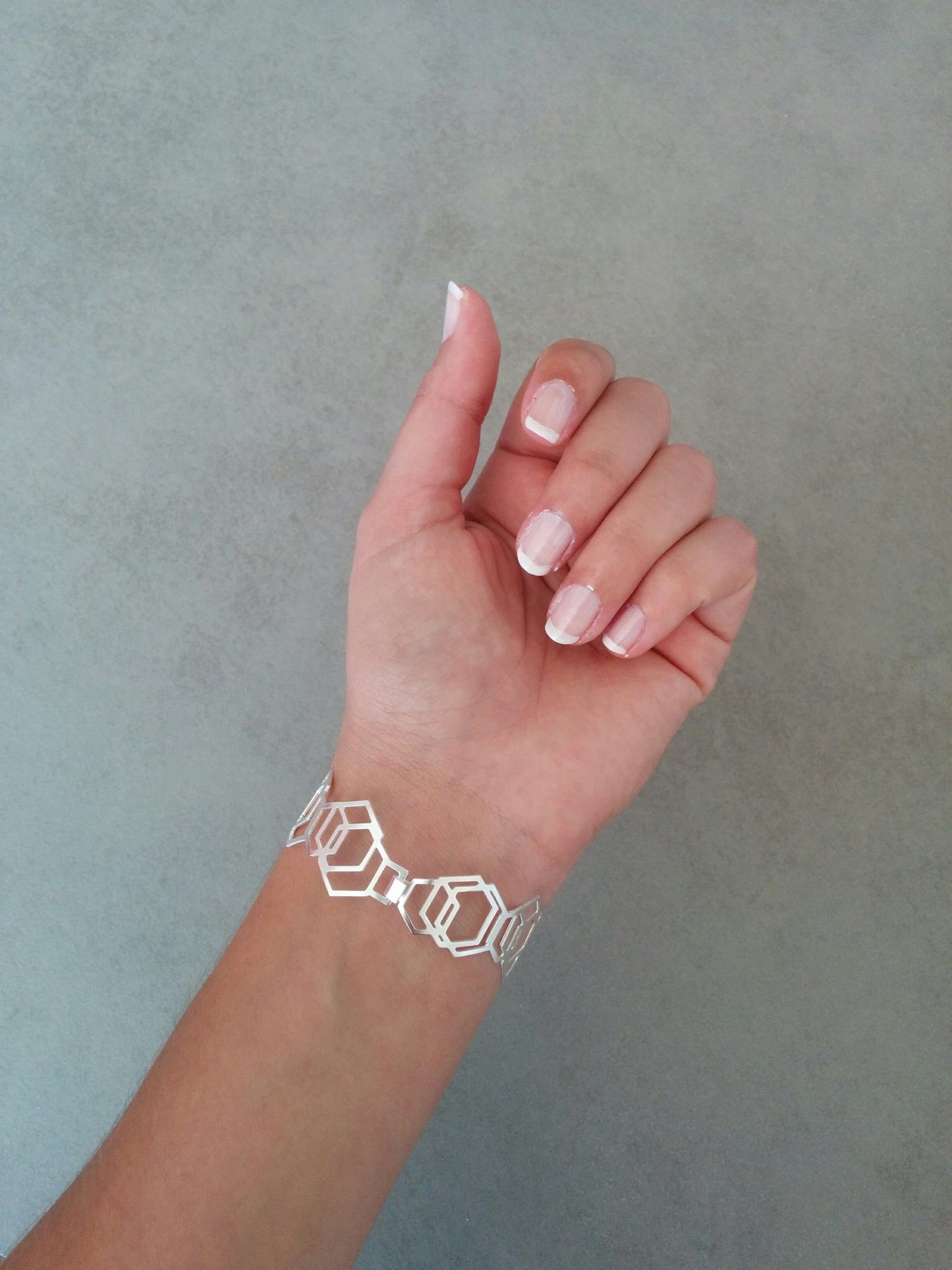 צמיד כסף גיאומטרי משושים