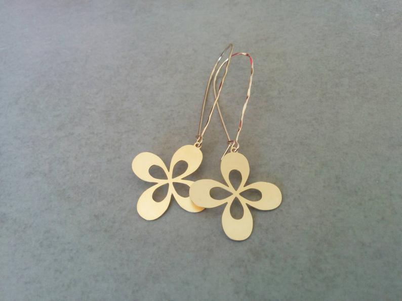 עגילי פרח ארוכים גולדפילד