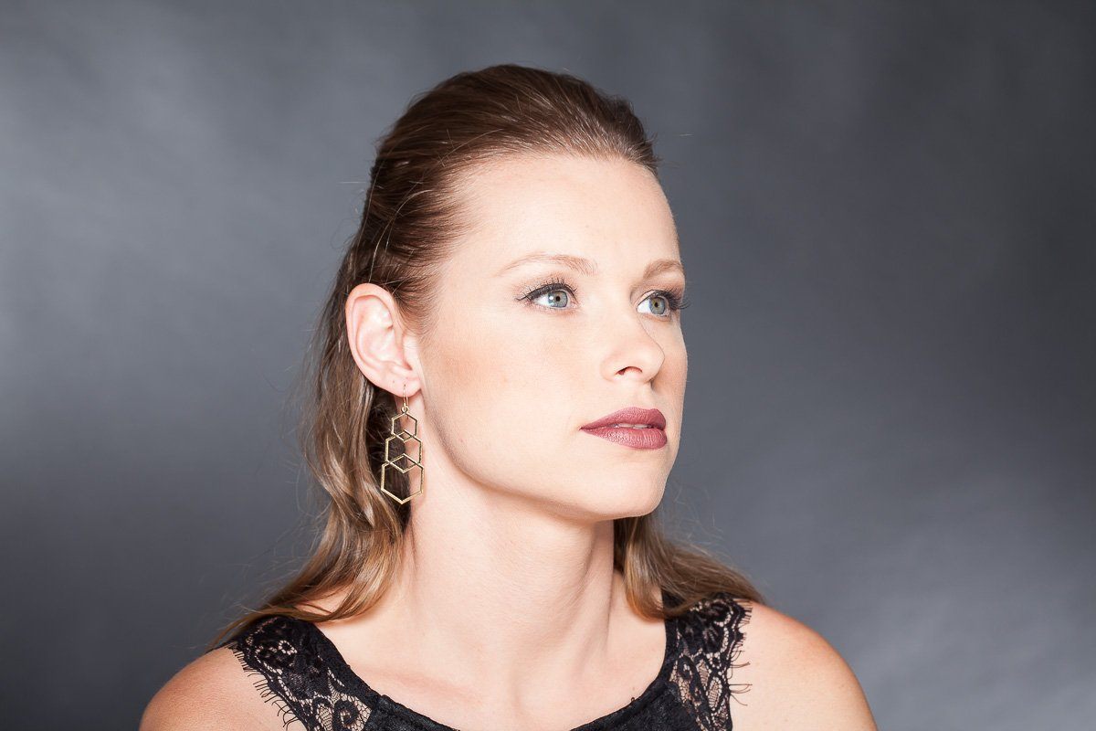 עגילים ארוכים מזהב | משושים