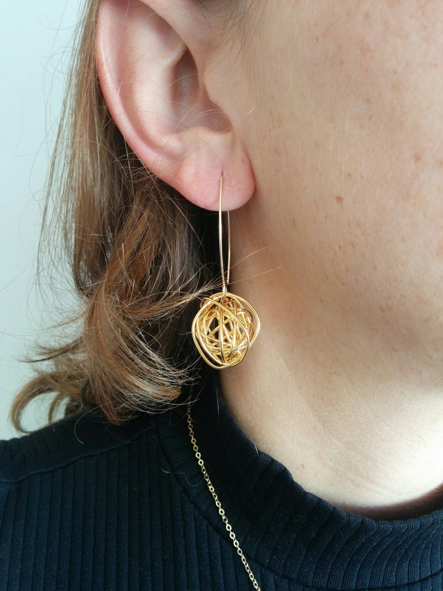 עגילים ארוכים מזהב | עגילי ספירלות