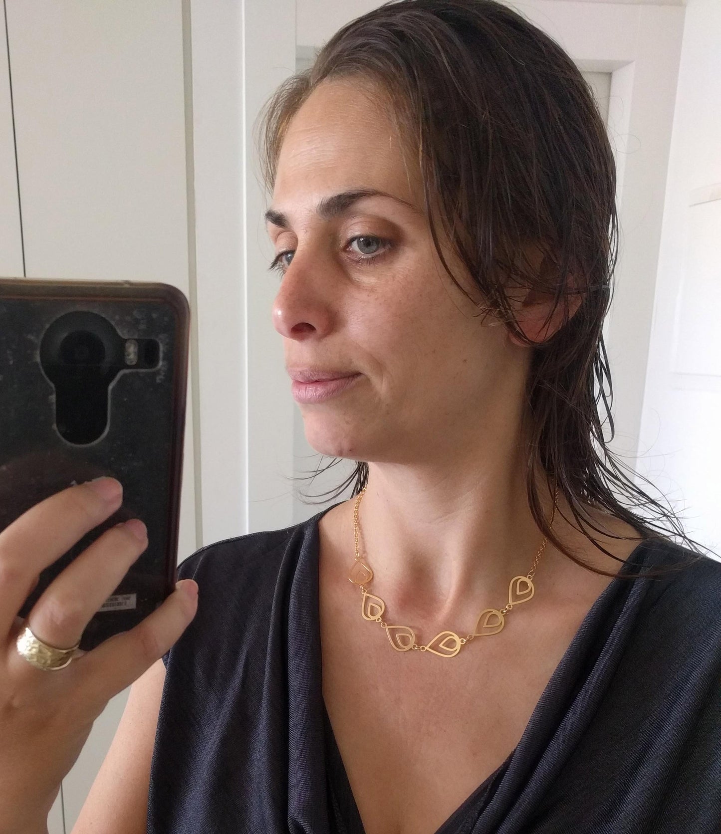 שרשרת תליונים טיפות | שרשרת זהב לאישה