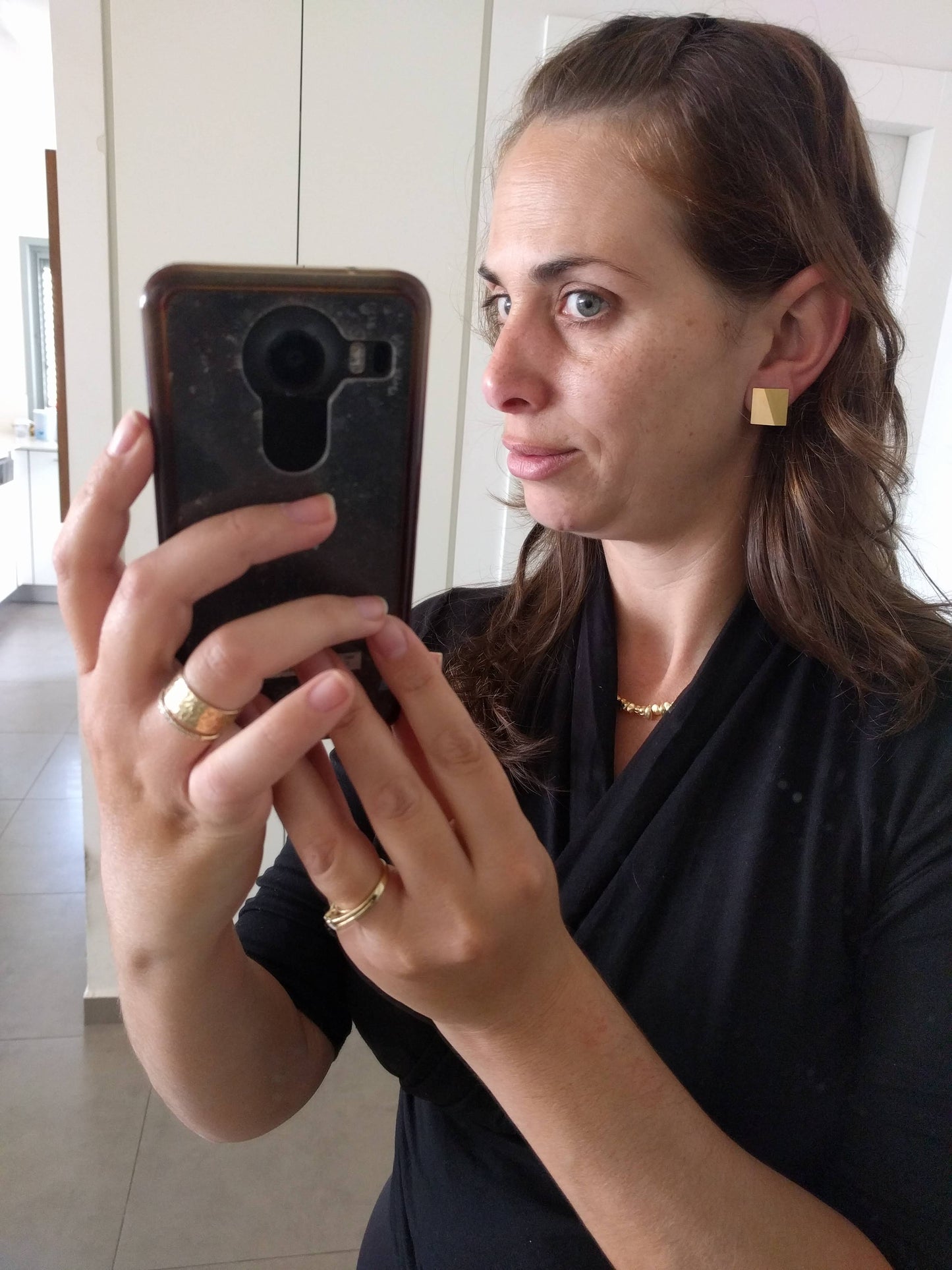 עגילי אוריגמי ריבוע