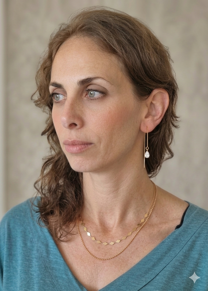 עגילי שרשרת עם זירקון טיפה