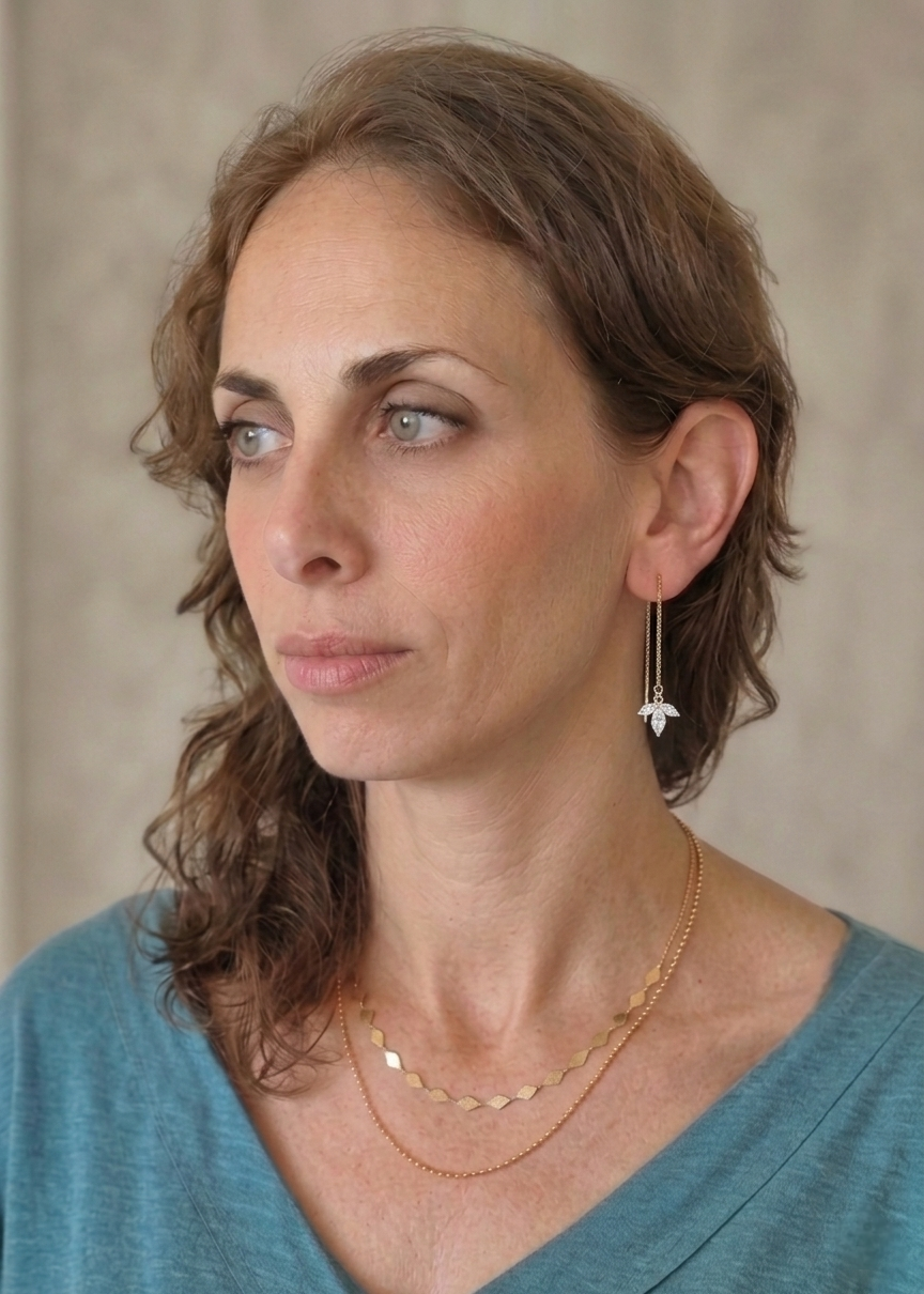 עגילי שרשרת עם אבן לוטוס